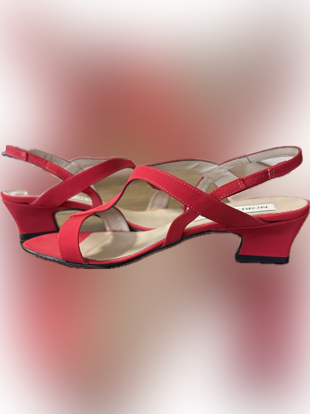 Nordstrom Red T-Strap Slingback Sandals Size 7W - Picture 5 of 5